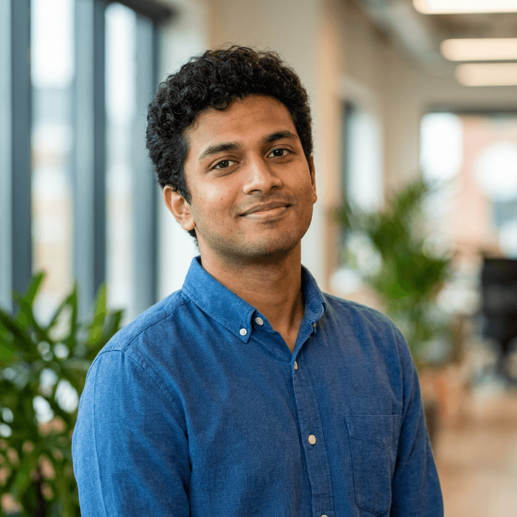 Taha Mehmood, product manager, in a bright modern office